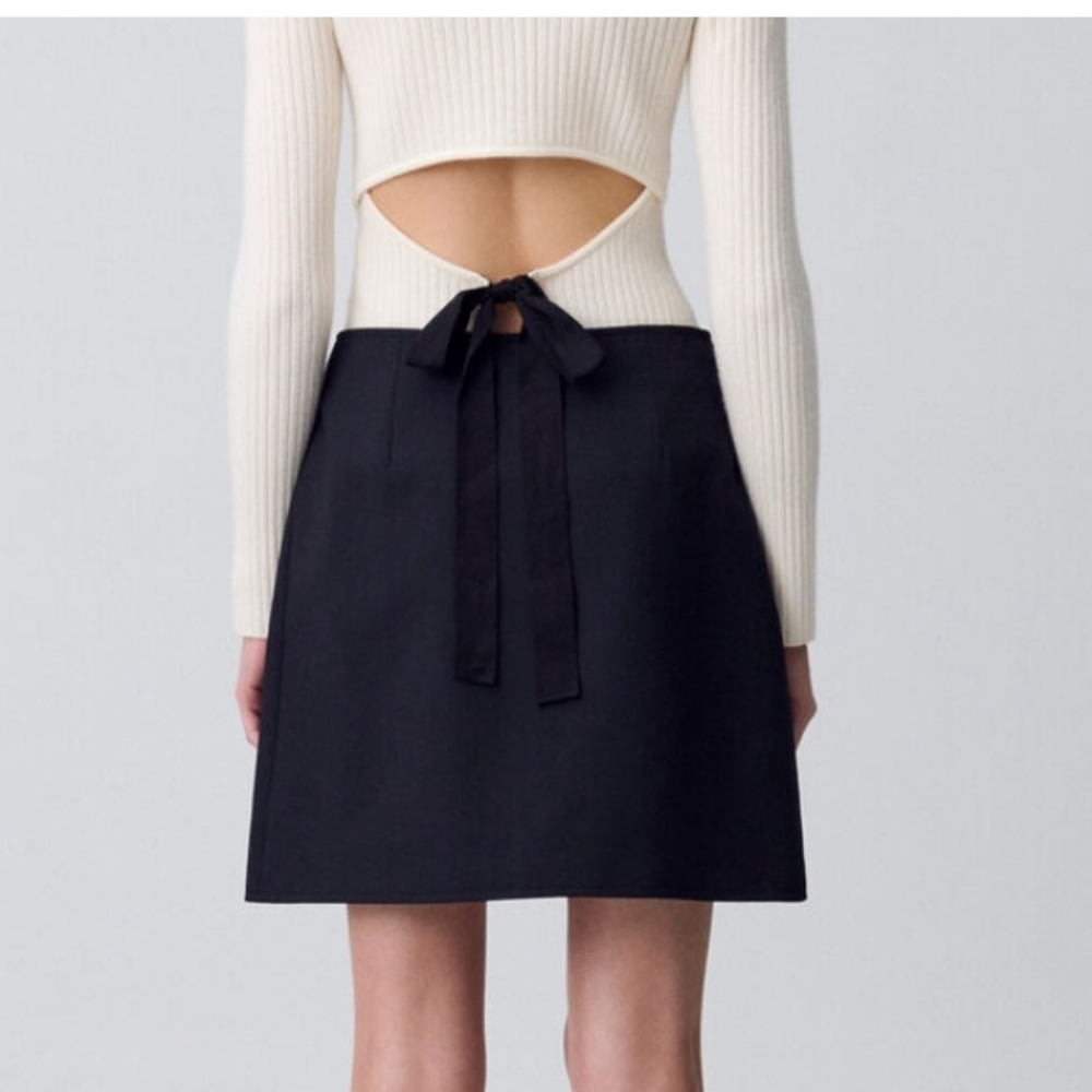 Claudie Pierlot Paris Classic Black Wool Button-Front Skirt Size 2 - Picture 5 of 5